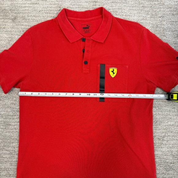 Puma Scuderia Ferrari Race Men's Polo Shirt M Red Chest Pocket Logo Collar - Picture 9 of 14